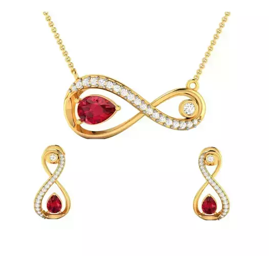 Women infinity pendant-earrings set 3dm render detail 3D print model