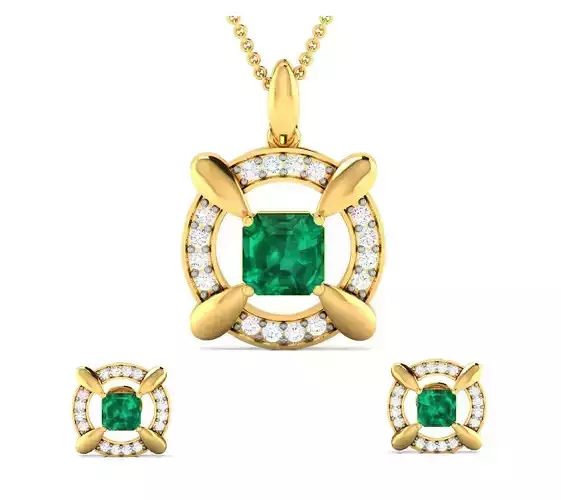 Women pendant-earrings set 3dm render detail 3D print model
