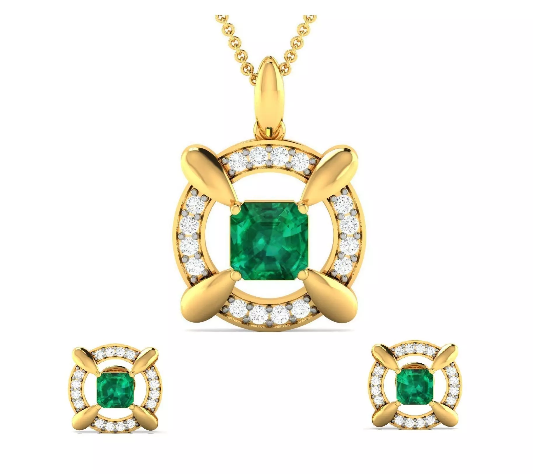 Women pendant-earrings set 3dm render detail 3D print model_0