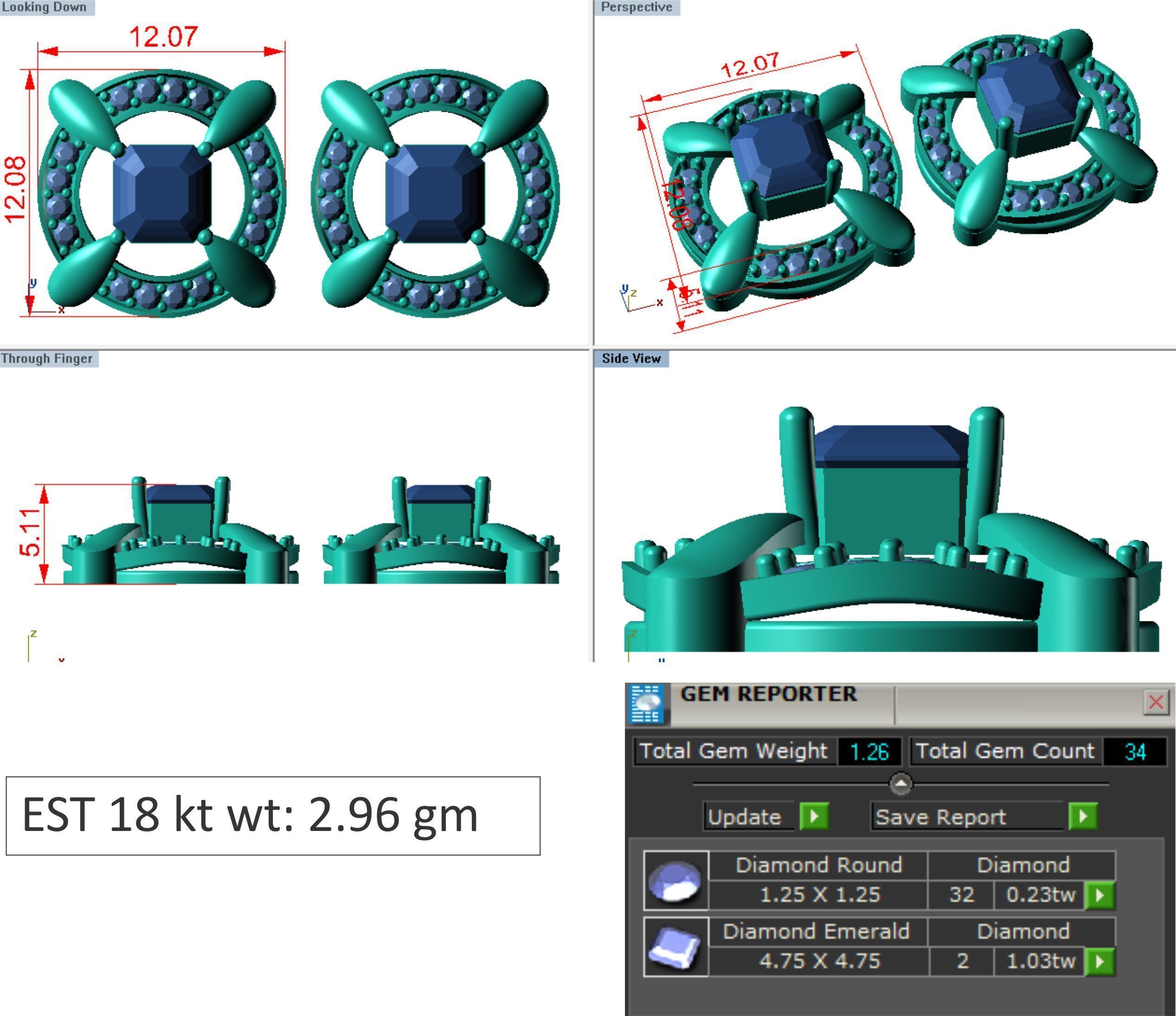 Women pendant-earrings set 3dm render detail 3D print model_6