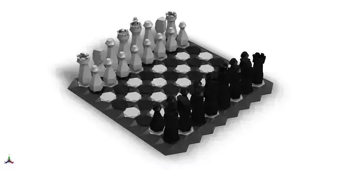 Hexagon Shaped Chess Set and Chess Board