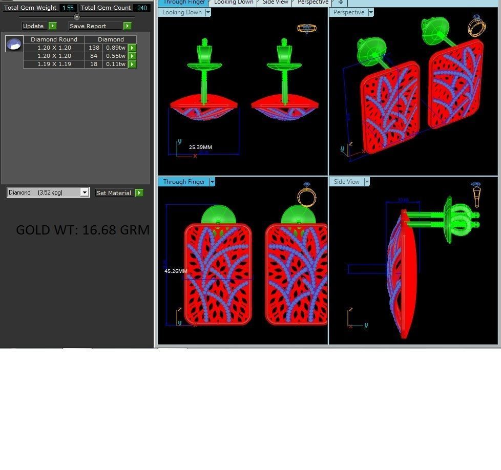 Women pendant-earrings set 3dm render detail 3D print model_6