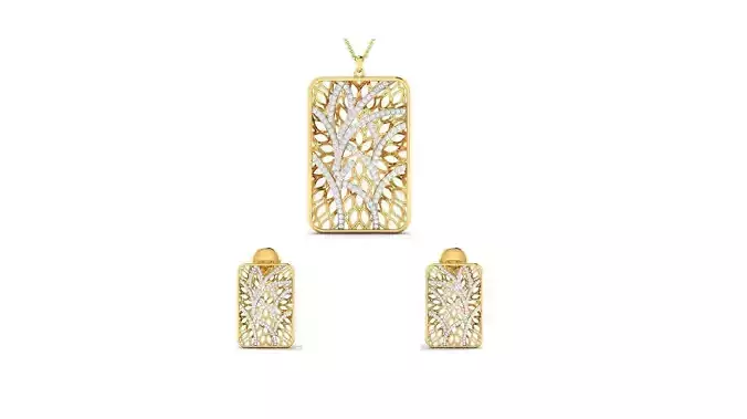 Women pendant-earrings set 3dm render detail 3D print model