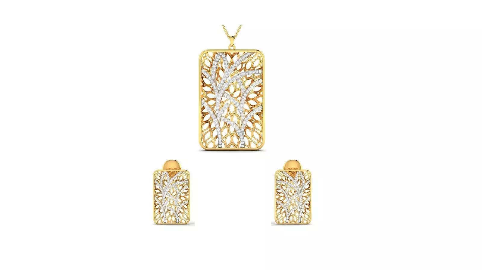 Women pendant-earrings set 3dm render detail 3D print model_0