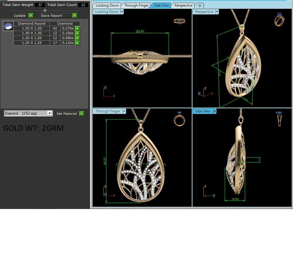 Women pendant-earrings set 3dm render detail 3D print model_10
