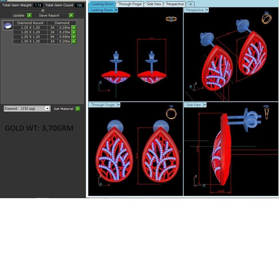 Women pendant-earrings set 3dm render detail 3D print model_6