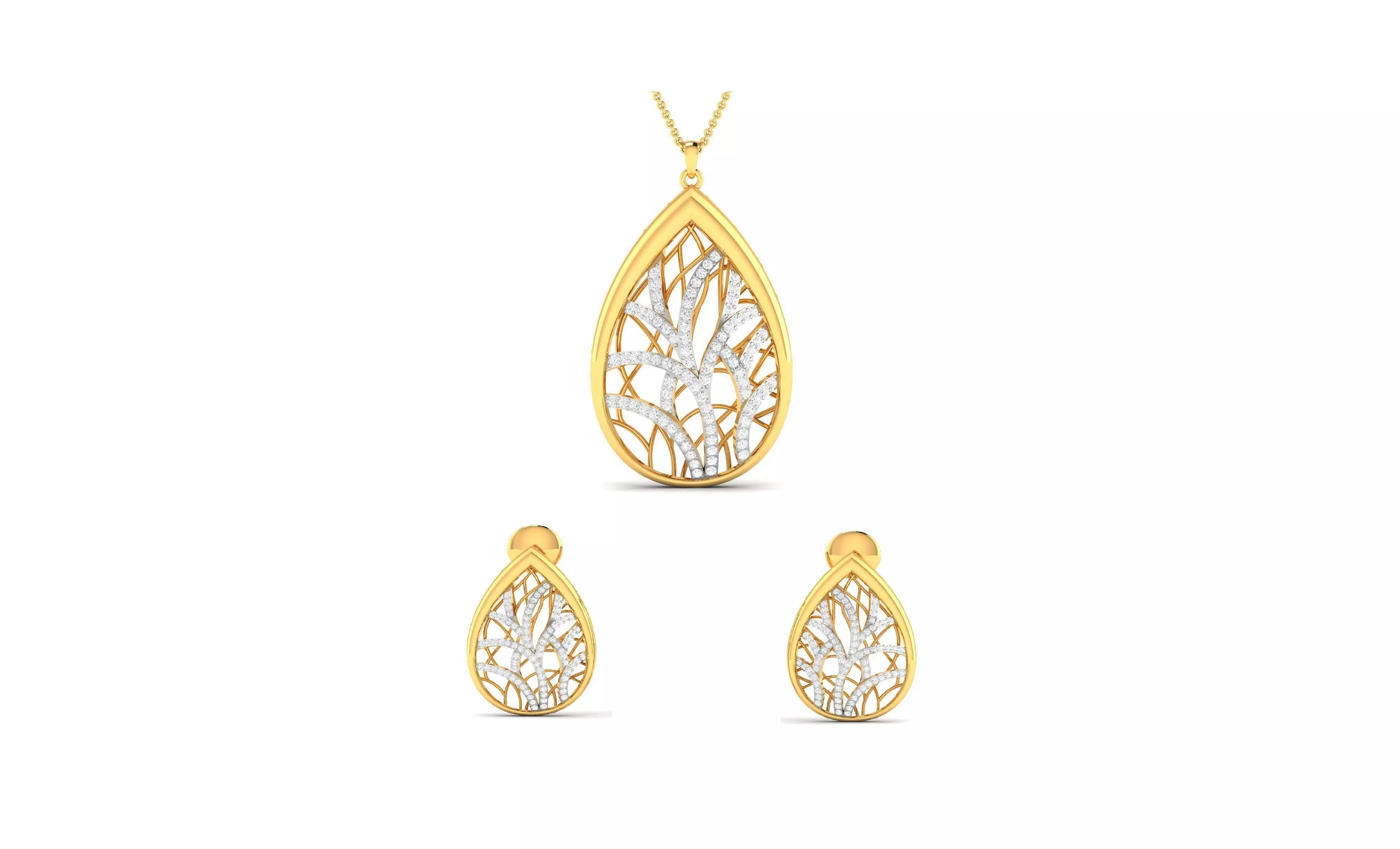 Women pendant-earrings set 3dm render detail 3D print model_0