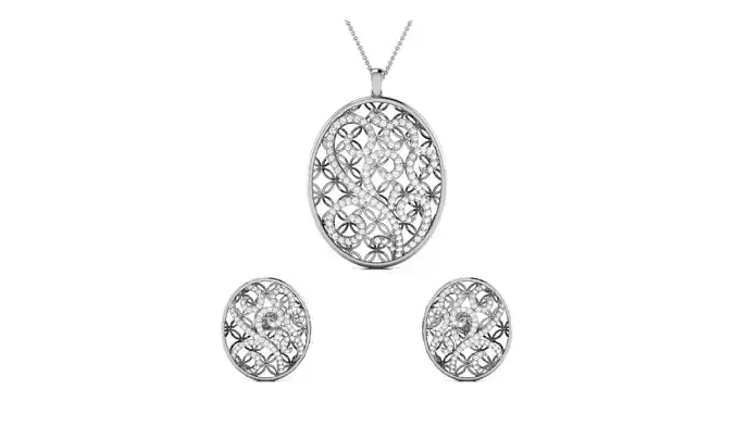 Women pendant-earrings set 3dm render detail 3D print model