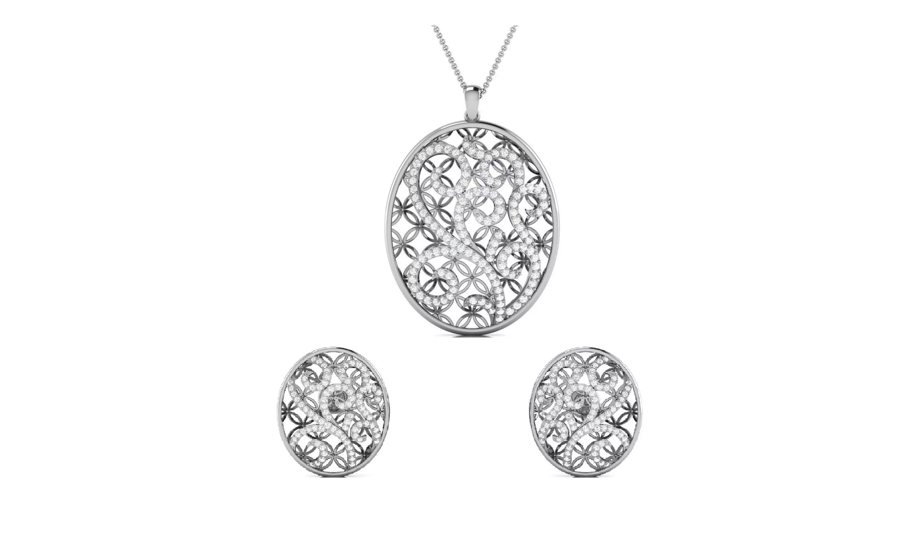 Women pendant-earrings set 3dm render detail 3D print model_0