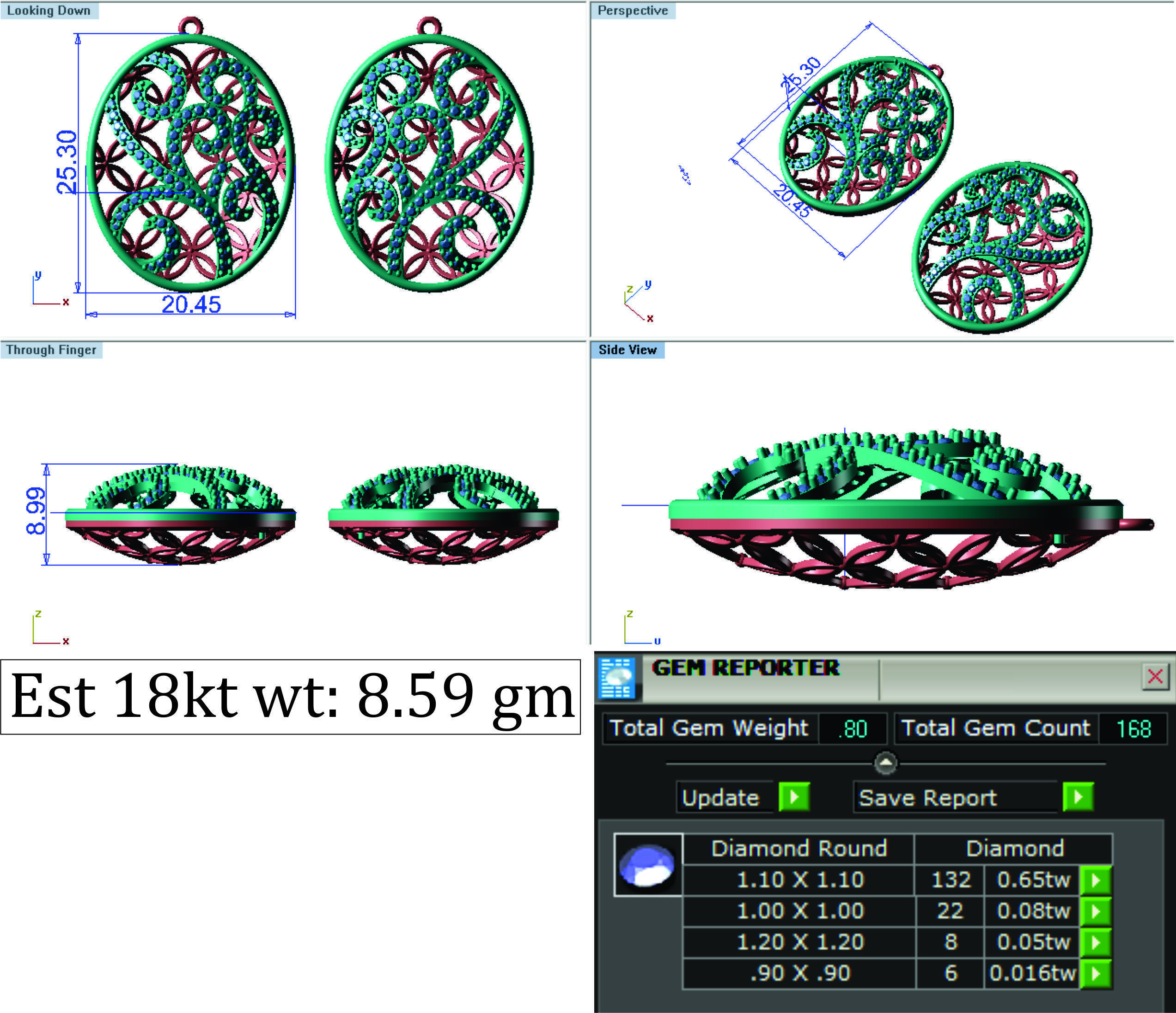 Women pendant-earrings set 3dm render detail 3D print model_14