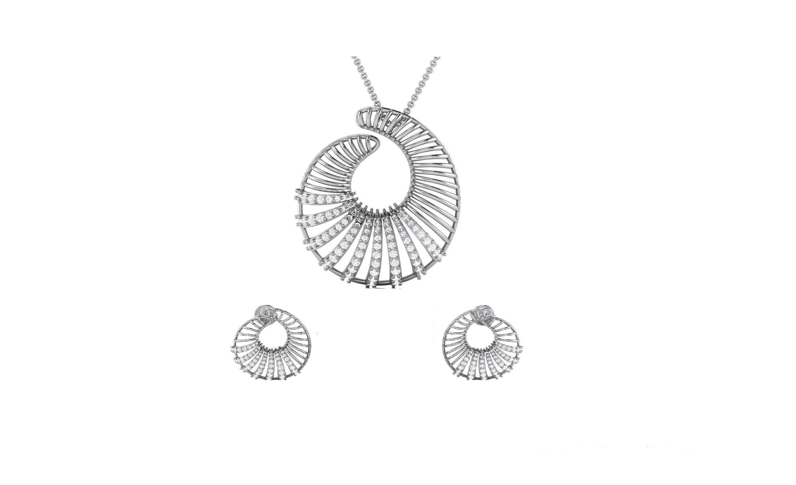 Women pendant-earrings set 3dm render detail 3D print model_0