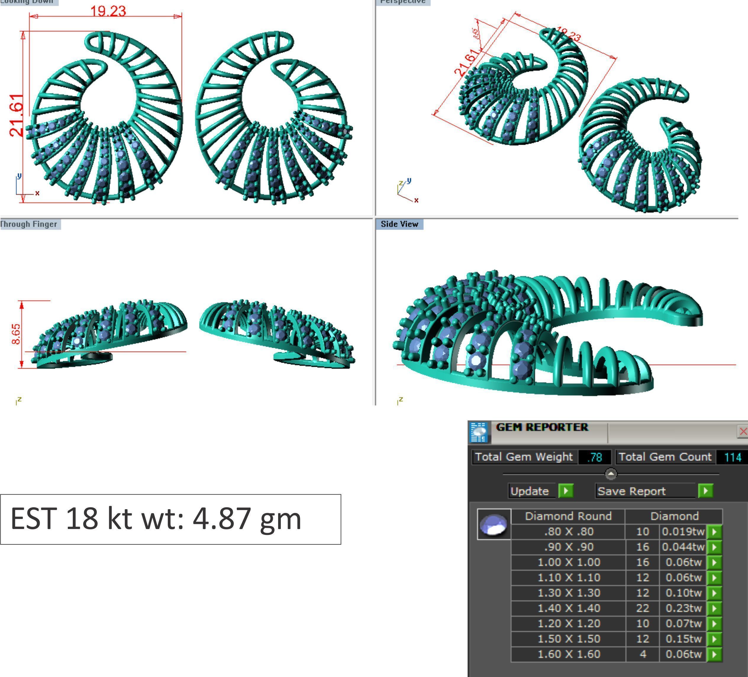 Women pendant-earrings set 3dm render detail 3D print model_6