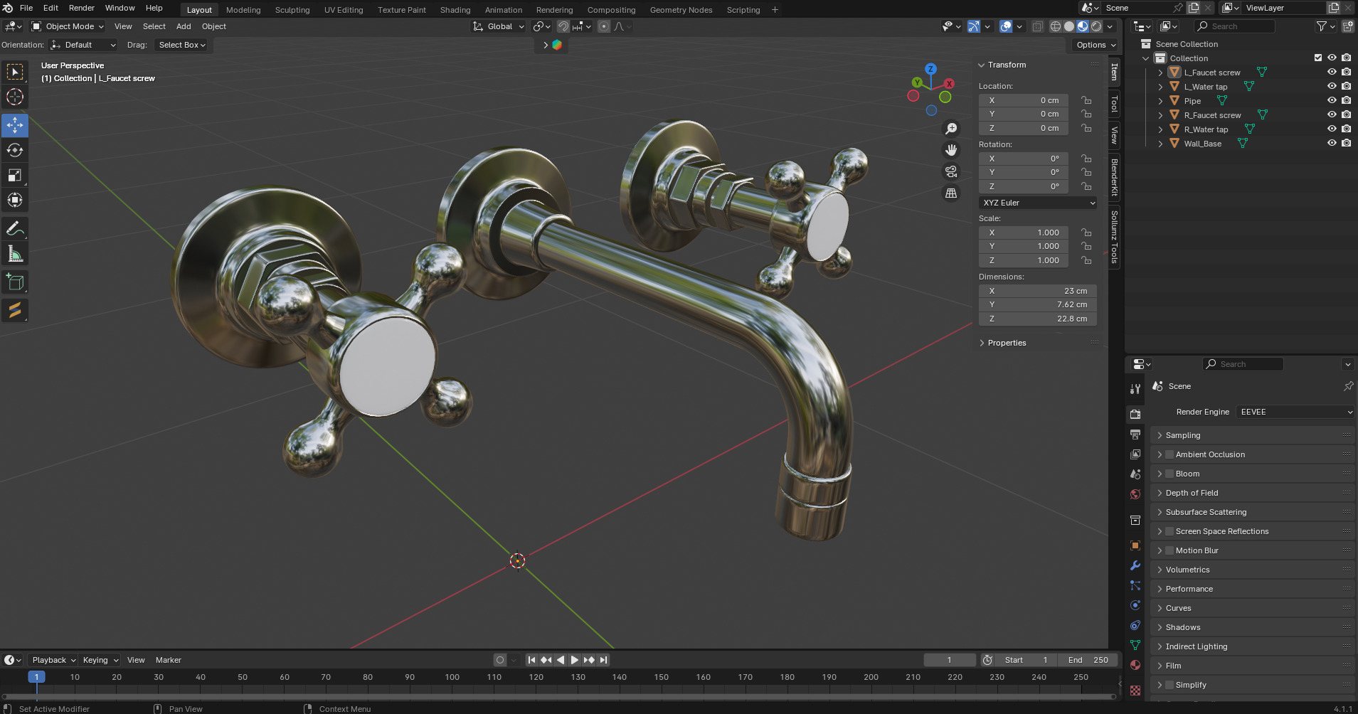 Wall-Mount Faucet - Ultra HD 3D Model Low-poly 3D model_5