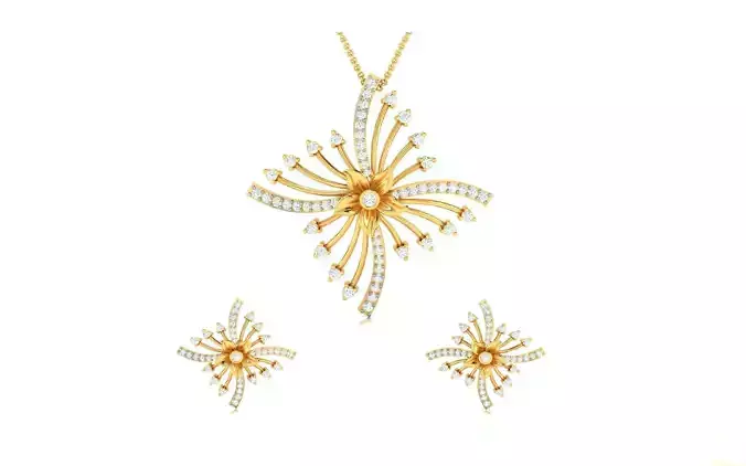 Women pendant-earrings set 3dm render detail 3D print model
