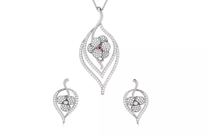 Women pendant-earrings set 3dm render detail 3D print model