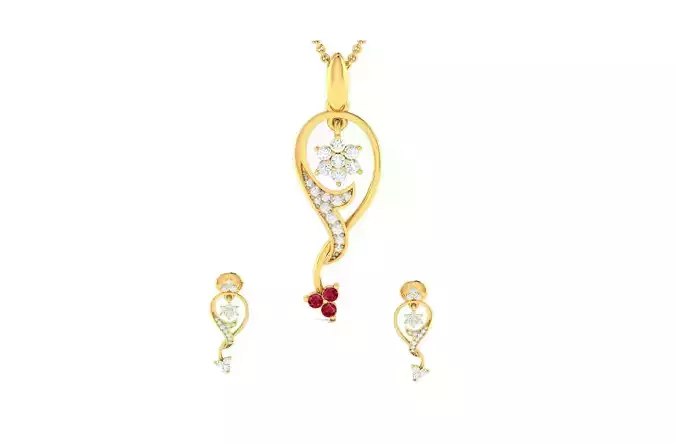 Women pendant-earrings set 3dm render detail 3D print model