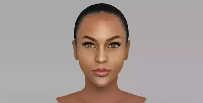 Beautiful afroamerican woman bust full color 3D printing ready 3D print model