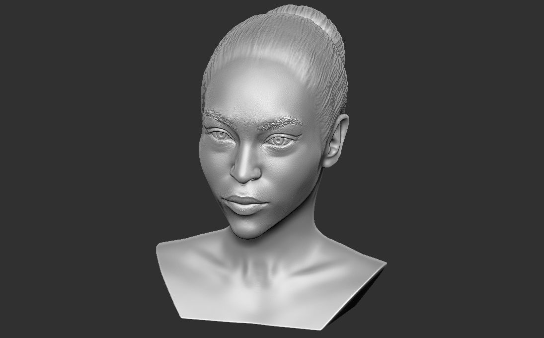 Beautiful afroamerican woman bust 3D printing ready TYPE 4 3D print model_5