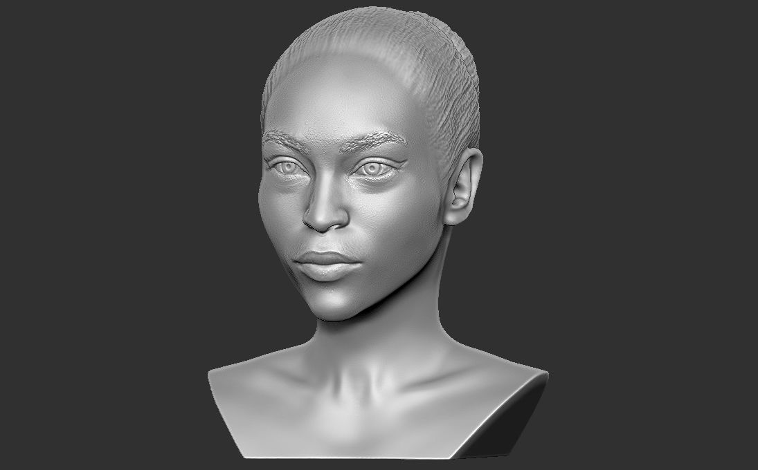 Beautiful afroamerican woman bust 3D printing ready TYPE 4 3D print model_11