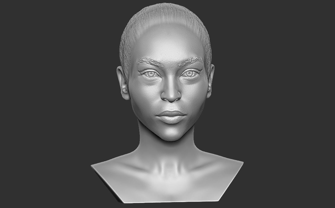 Beautiful afroamerican woman bust 3D printing ready TYPE 4 3D print model_3