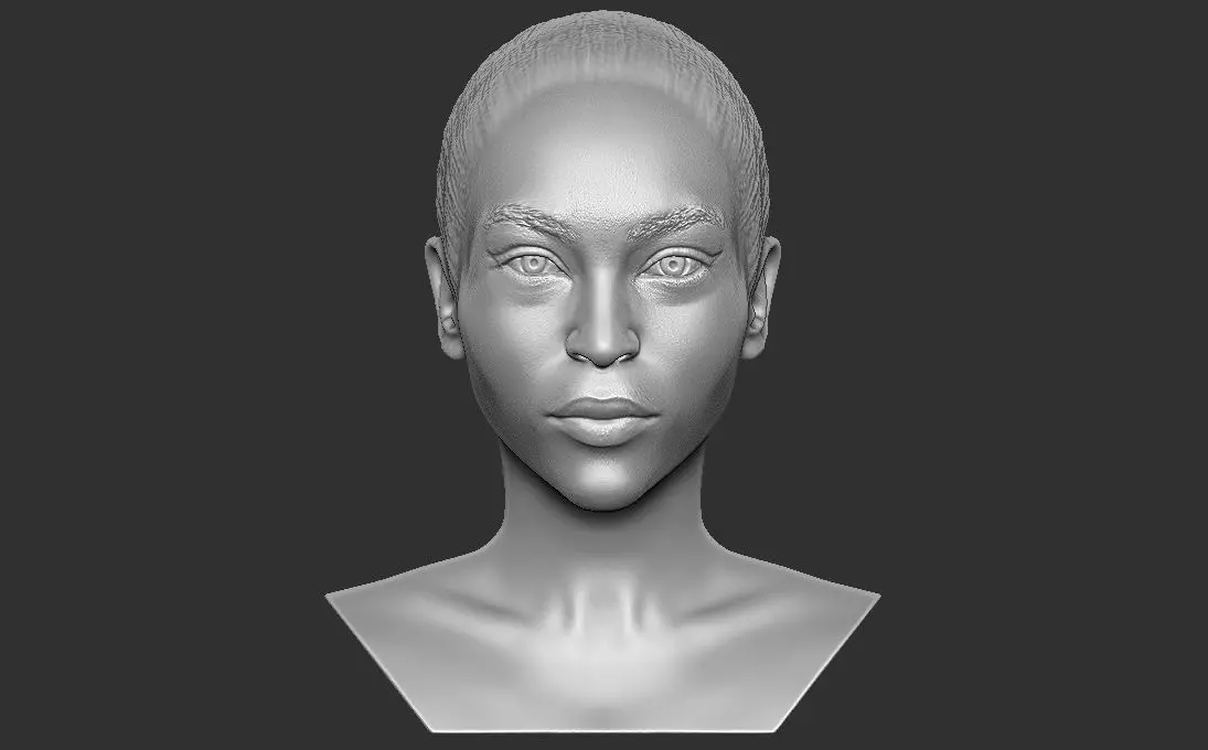 Beautiful afroamerican woman bust 3D printing ready TYPE 4 3D print model_0