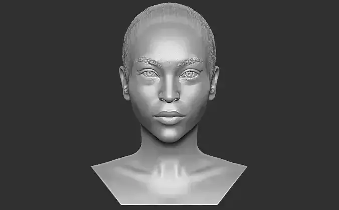 Beautiful afroamerican woman bust 3D printing ready TYPE 4 3D print model