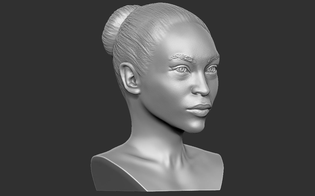 Beautiful afroamerican woman bust 3D printing ready TYPE 4 3D print model_17