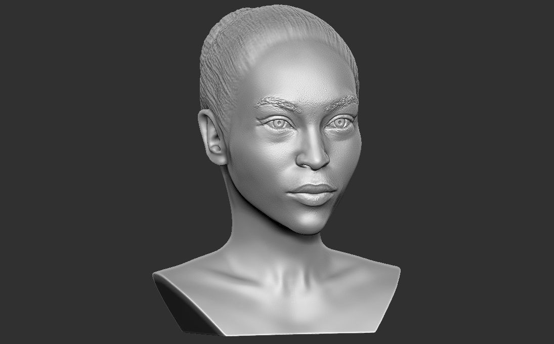 Beautiful afroamerican woman bust 3D printing ready TYPE 4 3D print model_2