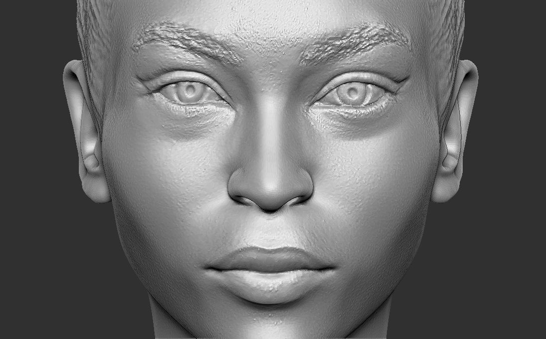 Beautiful afroamerican woman bust 3D printing ready TYPE 4 3D print model_7