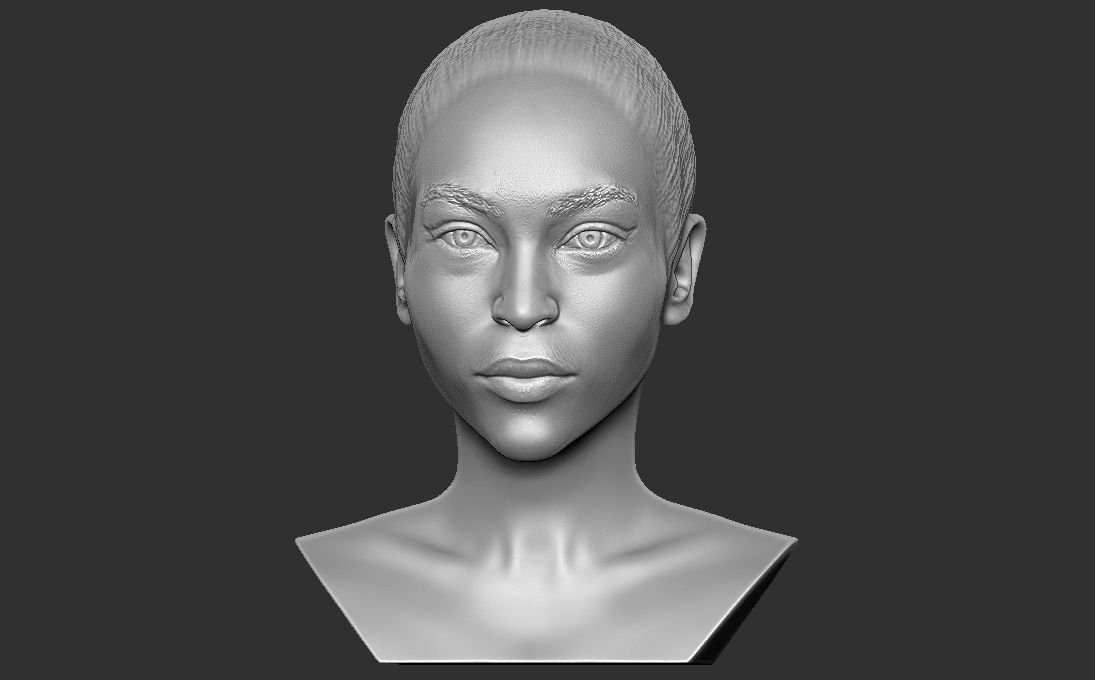 Beautiful afroamerican woman bust 3D printing ready TYPE 4 3D print model_1