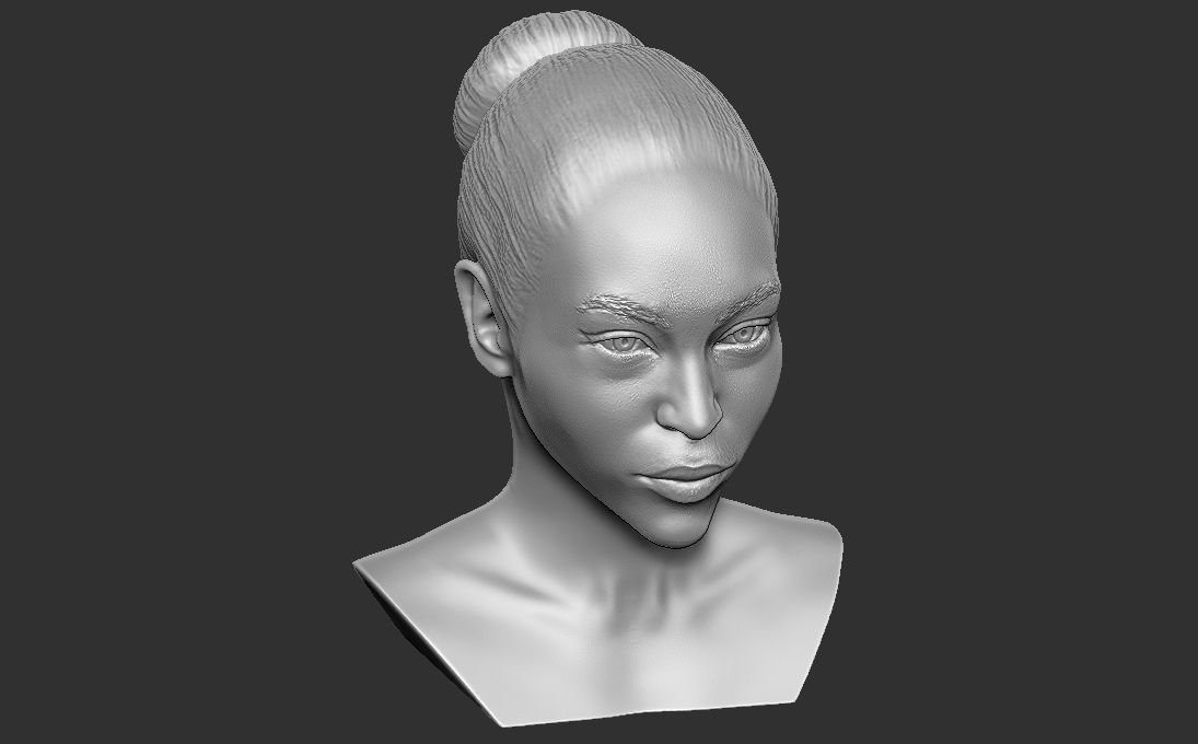 Beautiful afroamerican woman bust 3D printing ready TYPE 4 3D print model_4