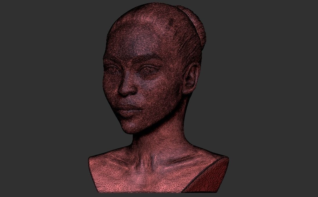 Beautiful afroamerican woman bust 3D printing ready TYPE 4 3D print model_19