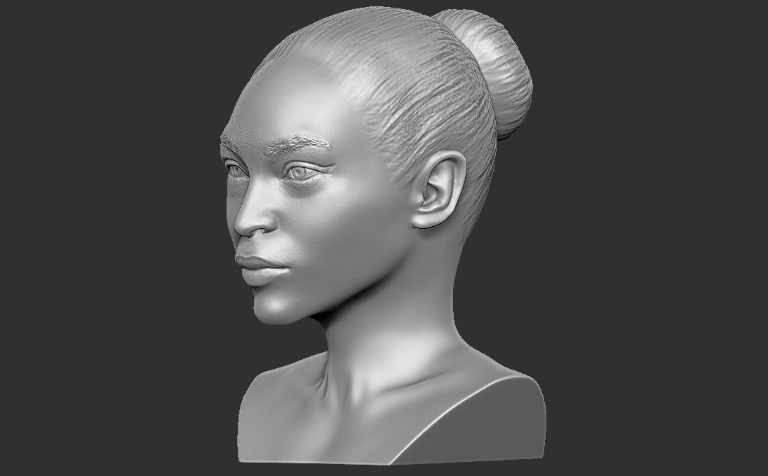 Beautiful afroamerican woman bust 3D printing ready TYPE 4 3D print model_12