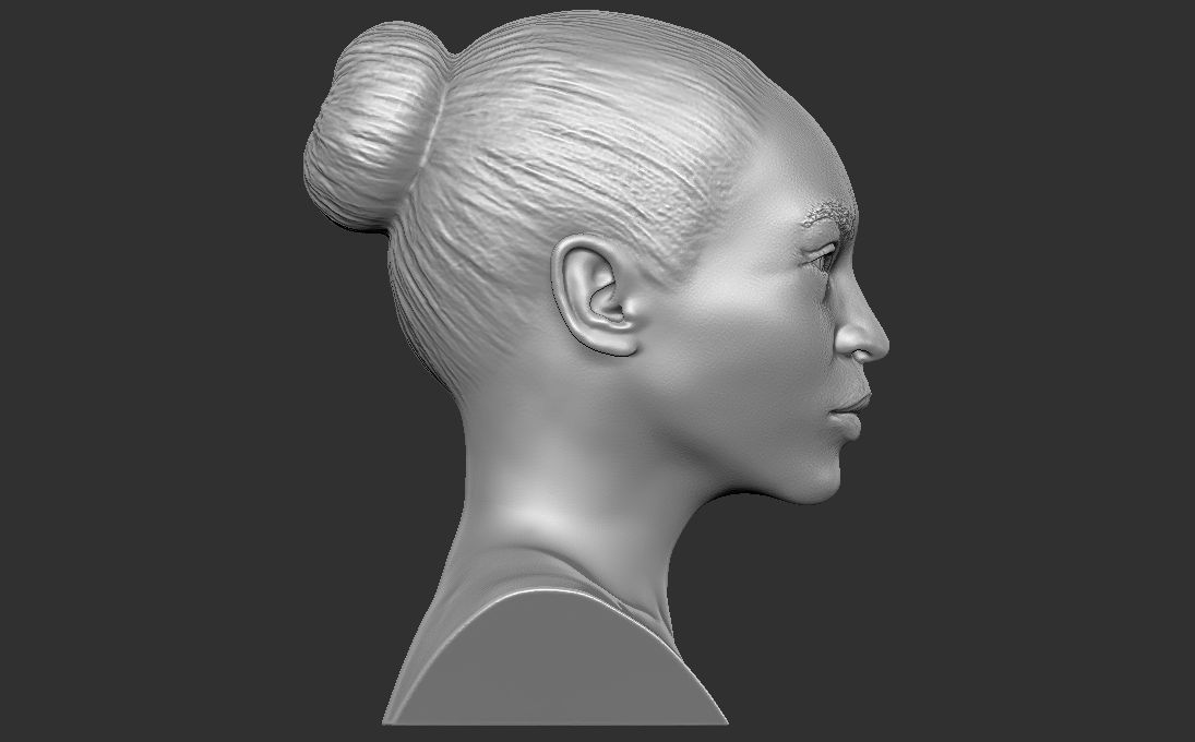 Beautiful afroamerican woman bust 3D printing ready TYPE 4 3D print model_16