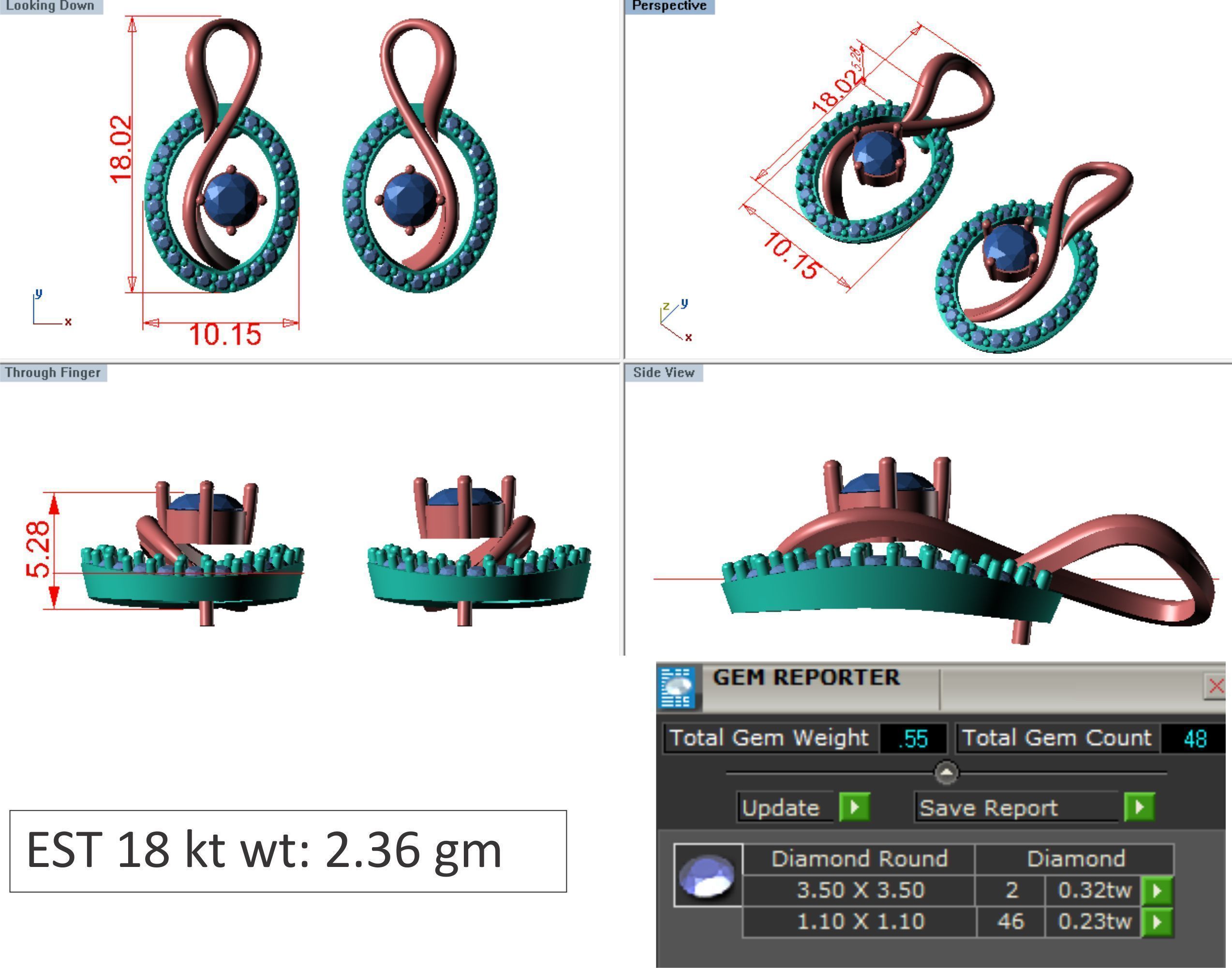 Women pendant-earrings set 3dm render detail 3D print model_6