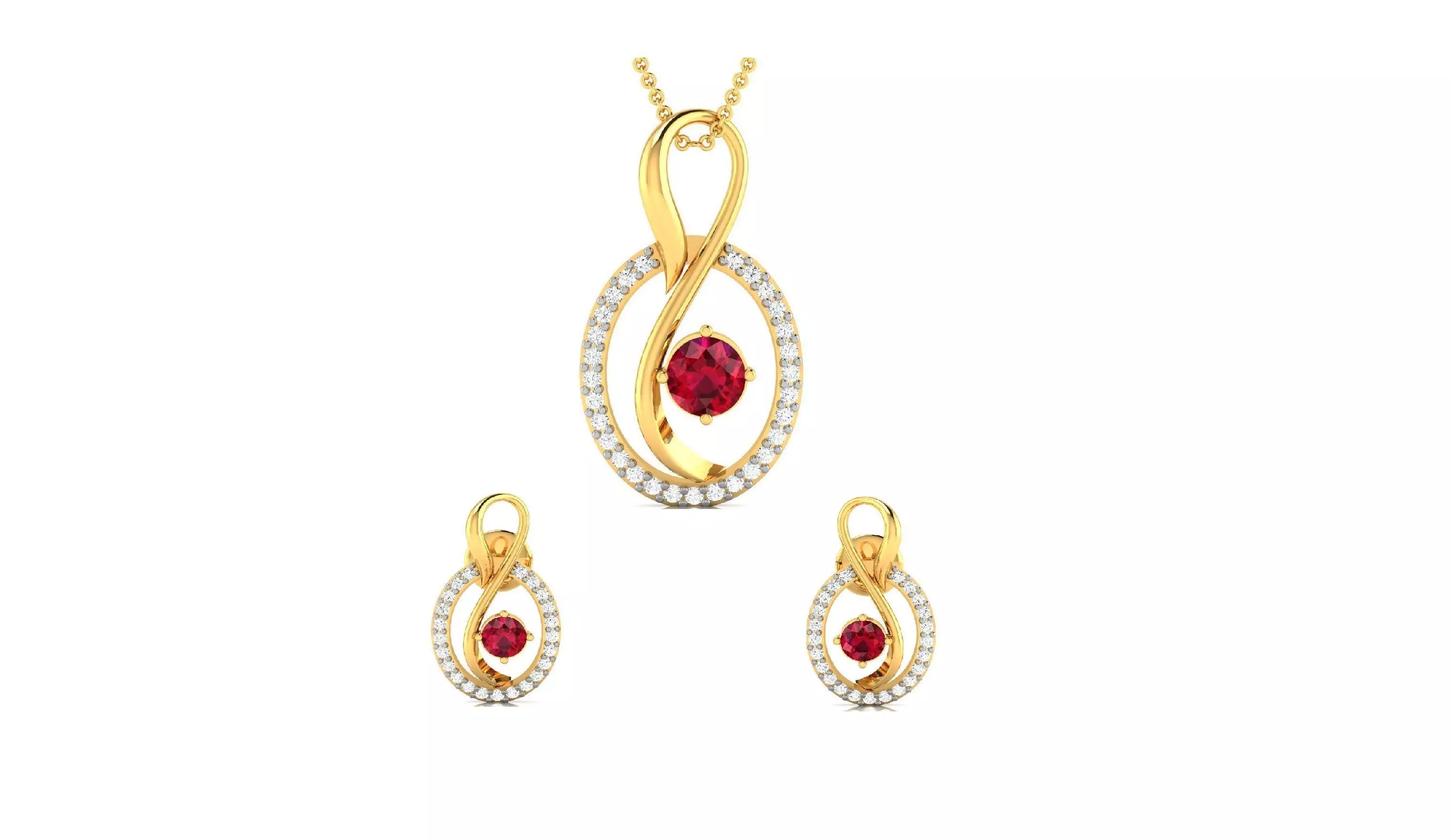 Women pendant-earrings set 3dm render detail 3D print model_0