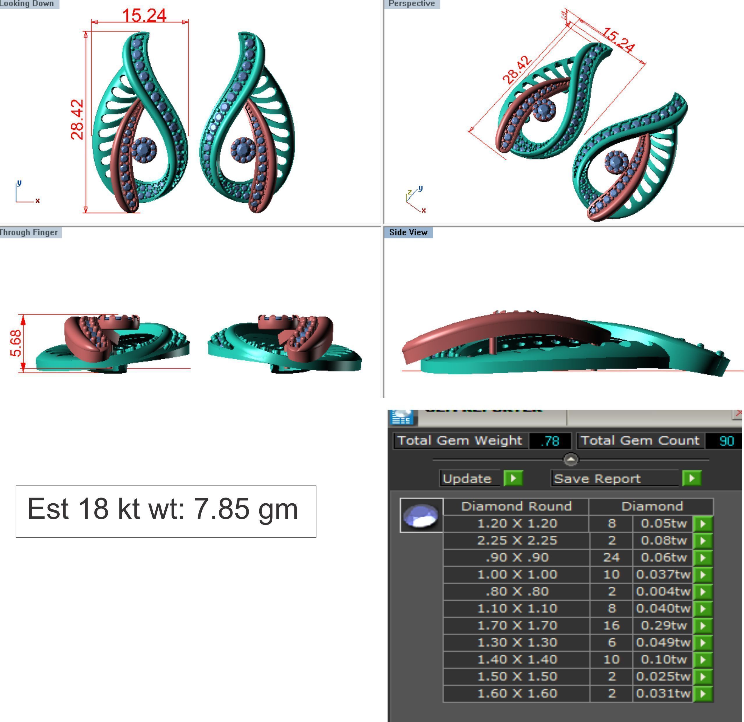 Women pendant-earrings set 3dm render detail 3D print model_6