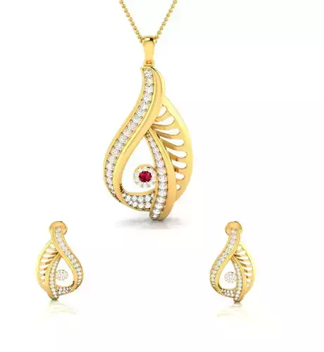 Women pendant-earrings set 3dm render detail 3D print model