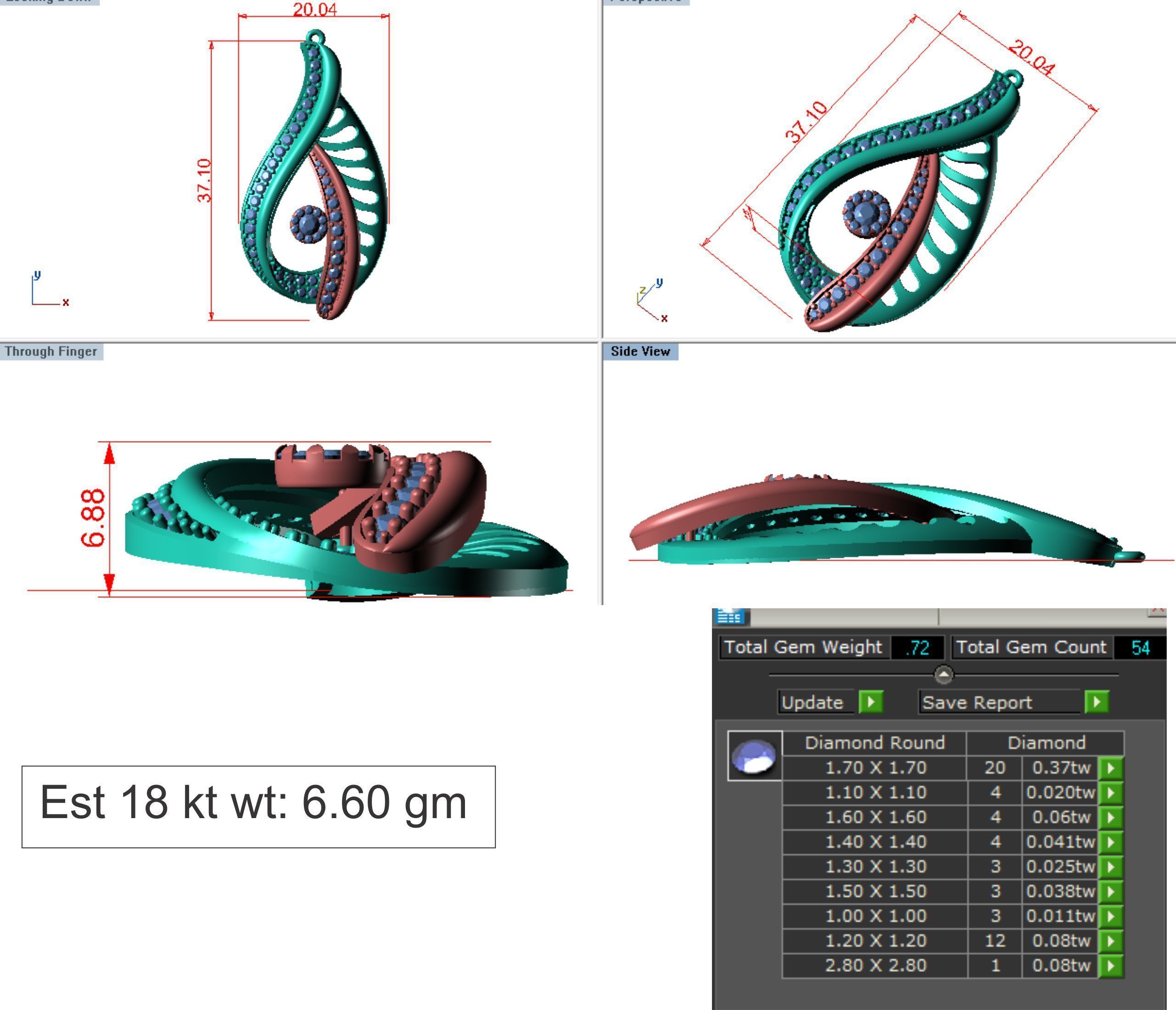 Women pendant-earrings set 3dm render detail 3D print model_14