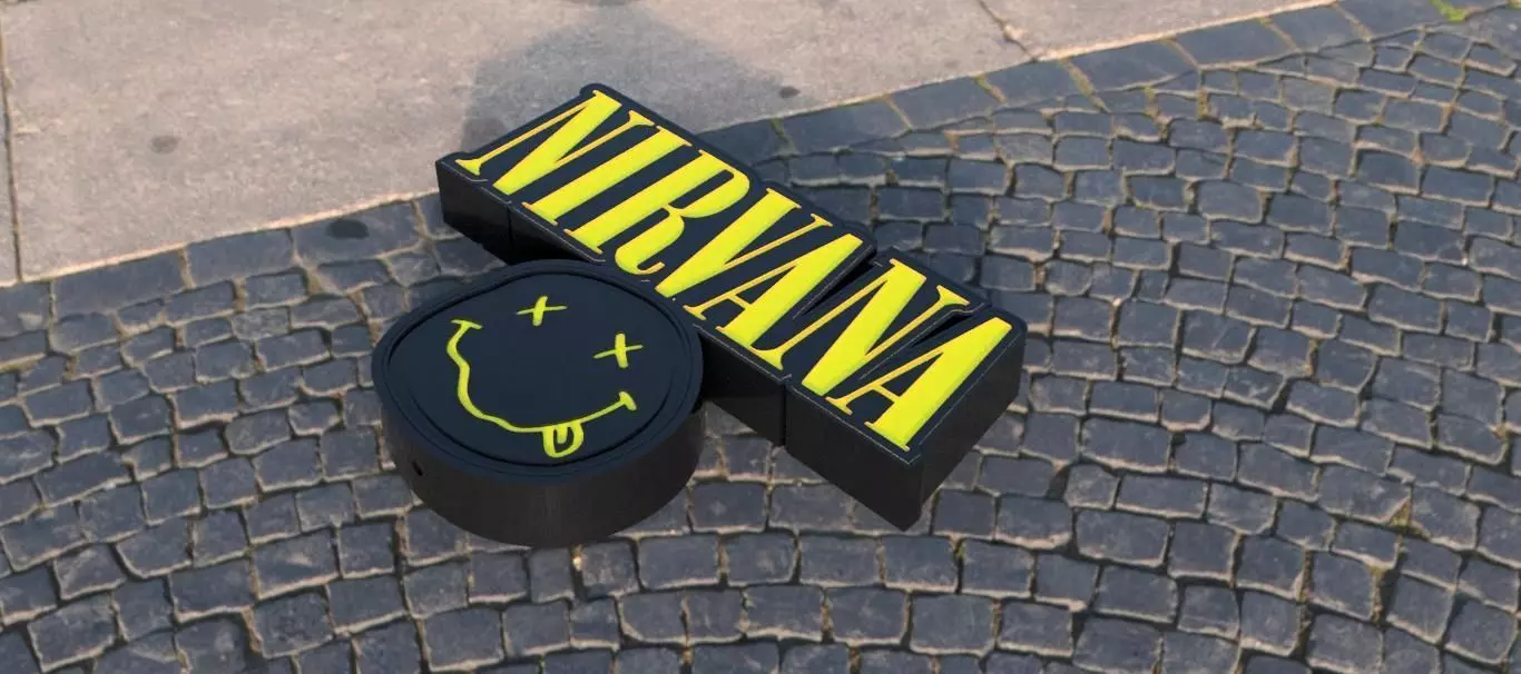 cartel iluminado nirvana 3D print model_0