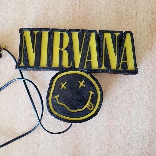 cartel iluminado nirvana 3D print model_2