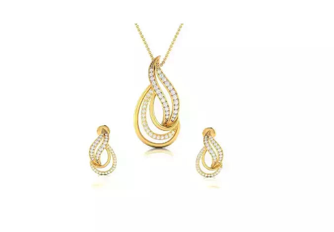 Women pendant-earrings set 3dm render detail 3D print model