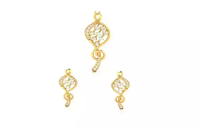 Women pendant-earrings set 3dm render detail 3D print model