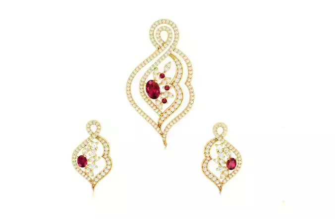 Women pendant-earrings set 3dm render detail 3D print model