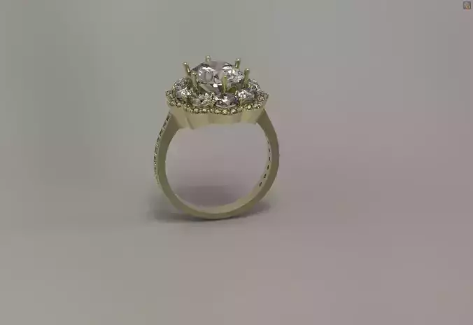  Luxury brilliant flower ring 3d model