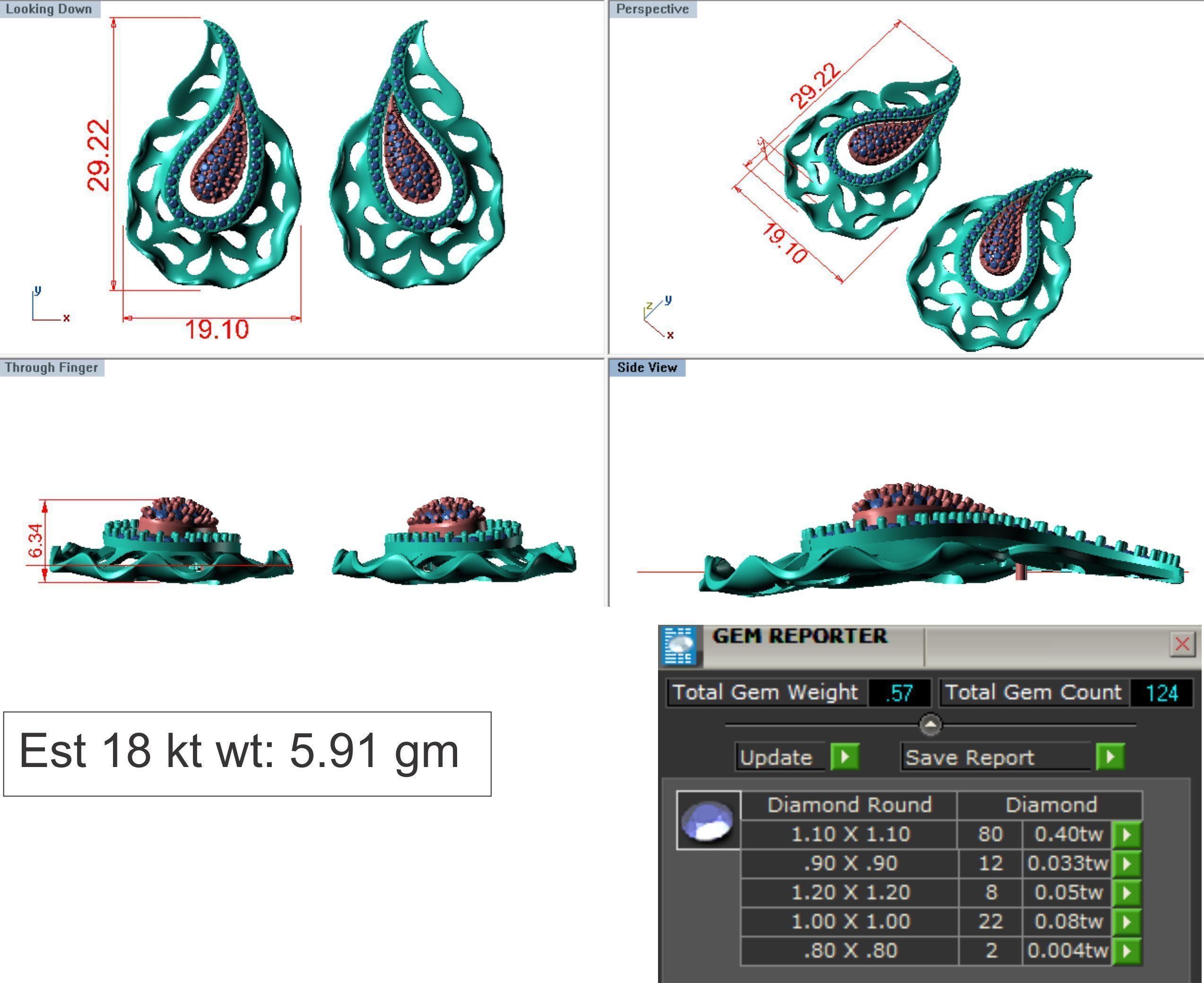 Women pendant-earrings set 3dm render detail 3D print model_7