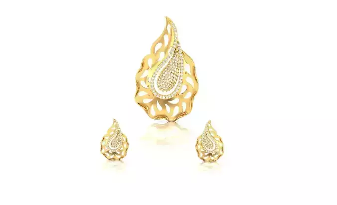Women pendant-earrings set 3dm render detail 3D print model