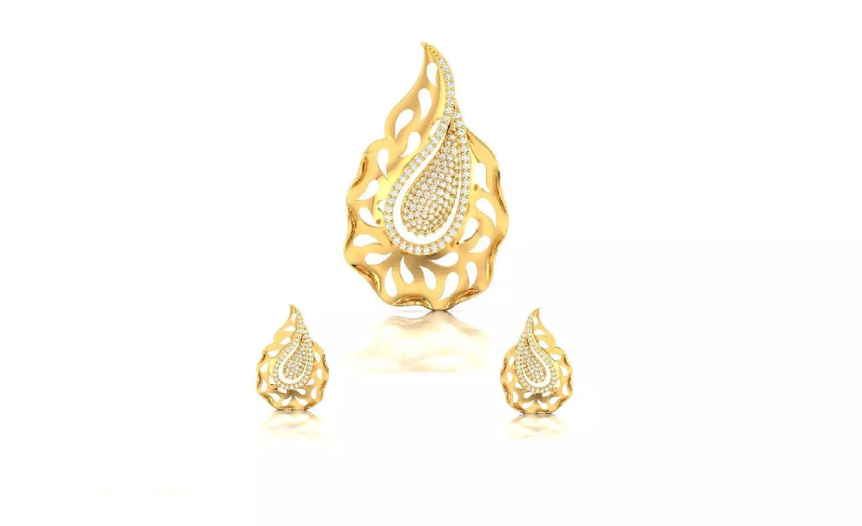 Women pendant-earrings set 3dm render detail 3D print model_0