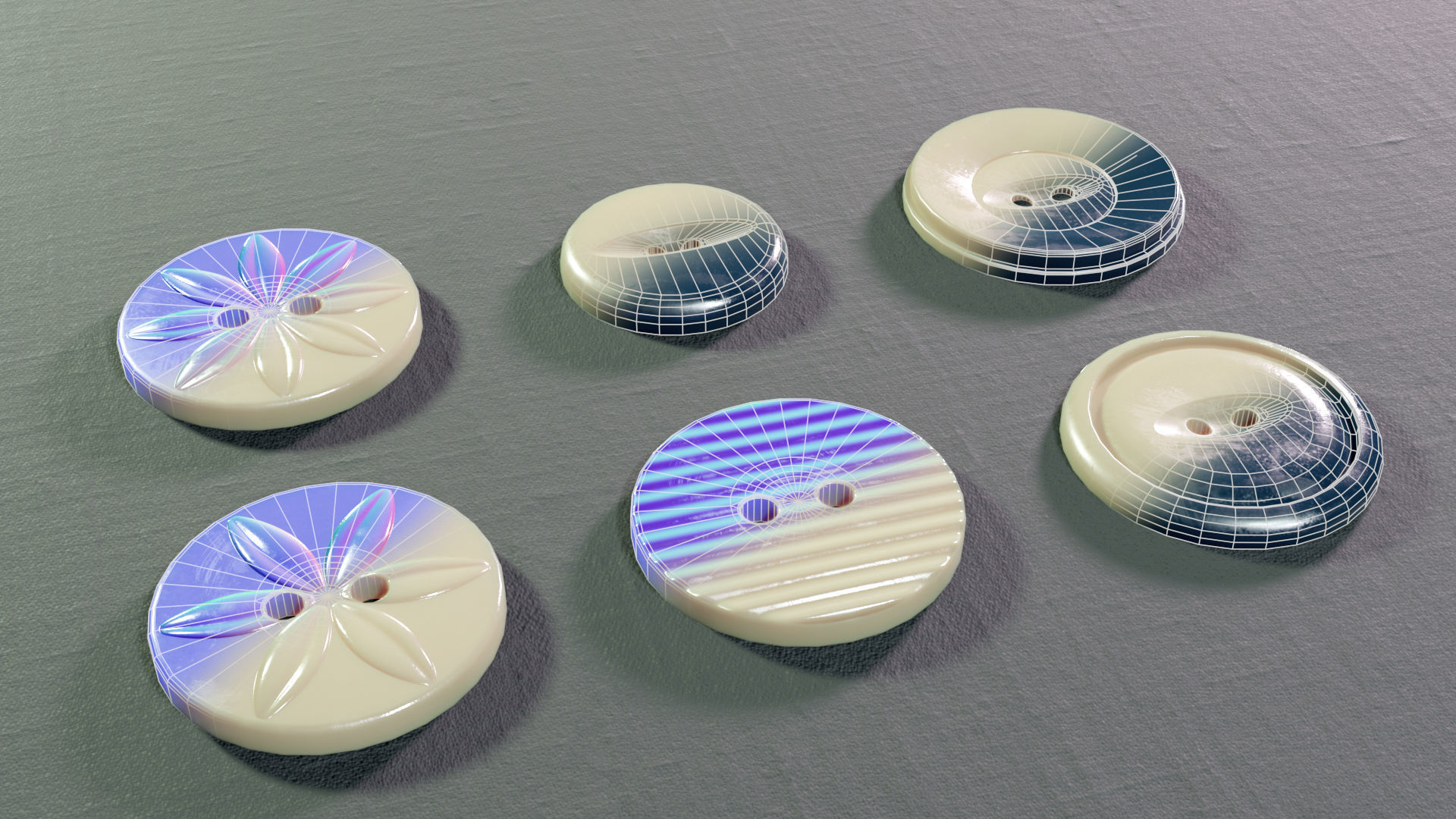 Button Collection buttons Low-poly 3D model_7