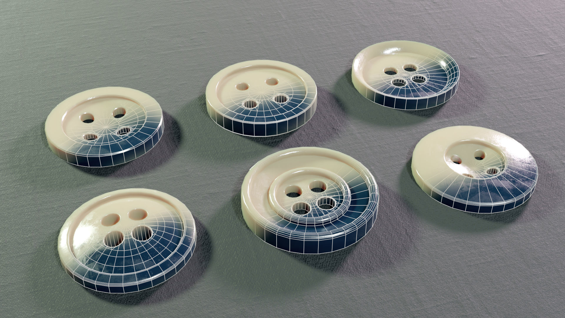 Button Collection buttons Low-poly 3D model_1